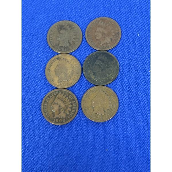 Indian Head Pennies Various Years - FV $0.06 
