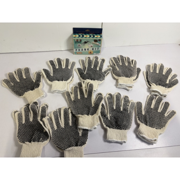 10 Pairs of Gloves with Grip & Prank Kit 