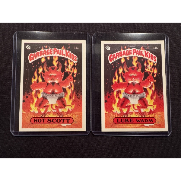 1985 Garbage Pail Kids - Hot SCOTT & LUKE Warm Cards - 64A & 64B - Mint Condition