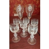 Image 1 : Quantity 6 - Clear 8" Cordial Glasses  Plus 2 Tall Bride & Groom Toasting  Glasses As Shown