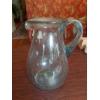 Image 1 : Hand Blown Blenko large Blue Tinted Seedy Glass Pitcher - 13" x 9" - Pontil At Bottom - In Excellent