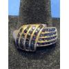 Image 1 : 10K Gold Ring With Channel Set Blue Sapphire Stones - Size 10 - Weight: 5.4g