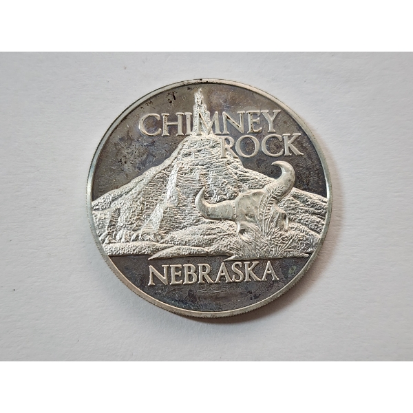 Chimney Rock Nebraska Sterling Silver Commemorative Coin TW: 25.4g