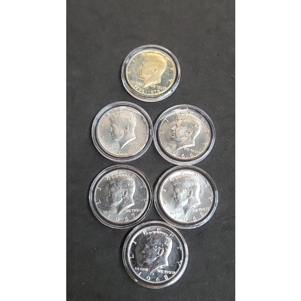 Assorted Years 40% Silver Encapsulated Kennedy Half Dollars - Face Value: $3.00