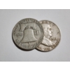 Image 1 : Two United States 90% Silver Franklin Half Dollars ~ $1.00 Face Value
