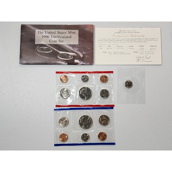 United States 1996 Uncirculated Coin Set *Including Sought-After 1996-W Roosevelt Dime!* 