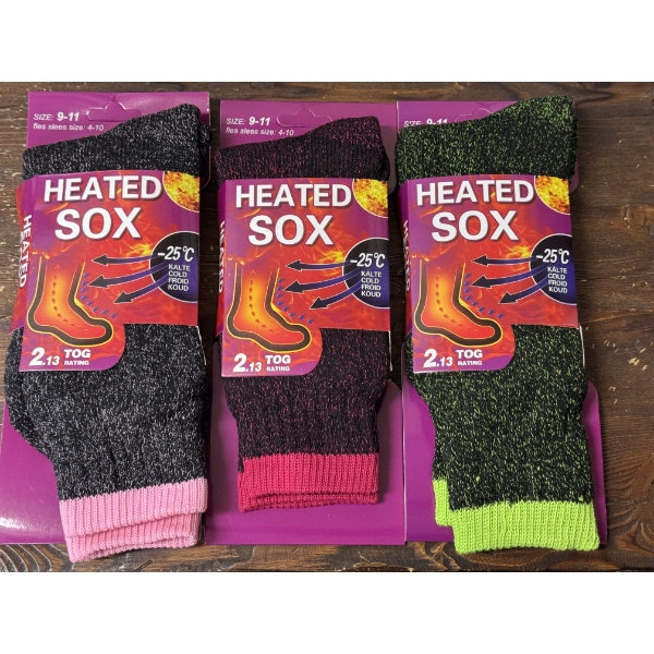 3 Pairs Of Women's Size 9-11 Thermal Heated Sox Socks - Brand New In The Package -Colors May Vary