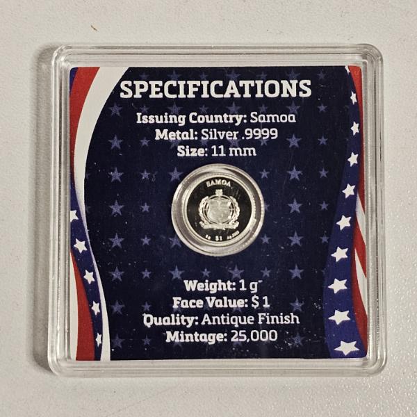 2026 Samoa $1 Independence Day 1 Gram .999 Fine Silver Antique Finish Commemorative Coin