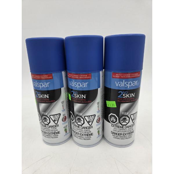 Three 11oz Cans Of Valspar 2nd Skin Peel Off Coating In Blue