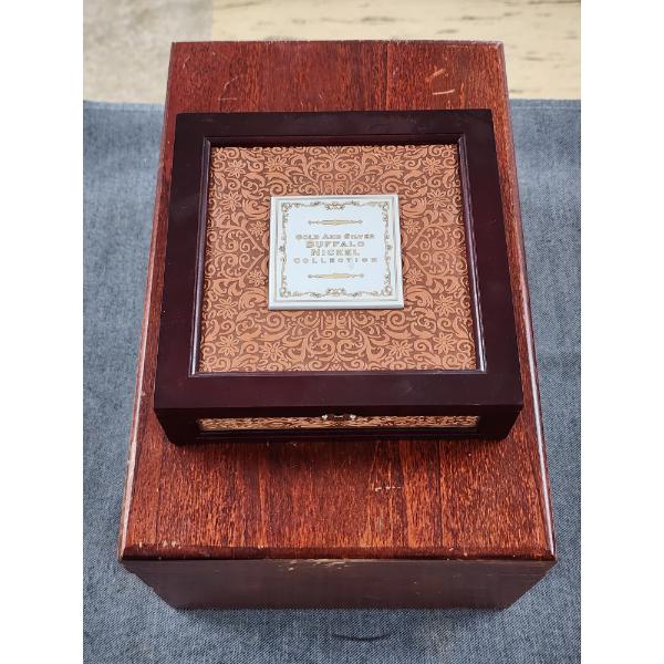 Two Nice Wooden Collection Storage Boxes ~ One Drawer Style & One Nickel Collection Box