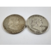 Image 2 : Two 90% Silver United States Franklin Half Dollars ~ 1950-D & 1952 ~ $1.00 Face Value