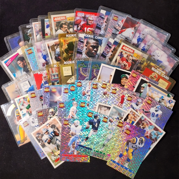Lot of Over 40 Assorted Football Trading Cards Dating Back to Early 80's - Ft. Montana & Rice
