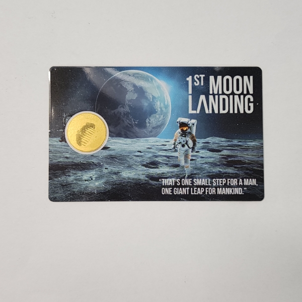 1st Moon Landing 1/1000 oz .999 Find Gold Round - Sealed in Assay Card