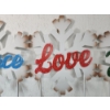 Image 3 : (3) Snowflake "Peace, Joy, Love" Yard Stakes - Approx. 30in Tall