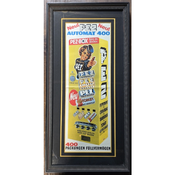 RARE Original German PEZ Automat 400 PEZ-BOX Vending Machine Advertising Poster Framed
