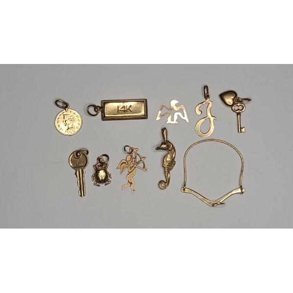 Assortment Of 14K Gold Pendants & Charms - Total Weight: 6g