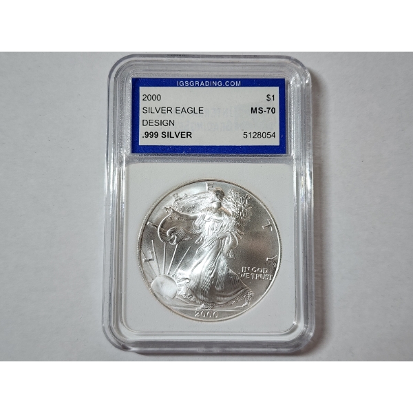 2000 American Silver Eagle - 1 oz .999 Fine Silver - IGS MS70