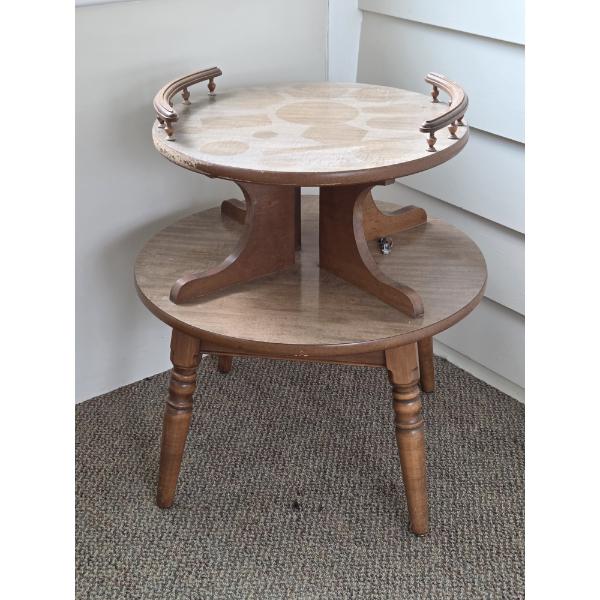 PICKUP IN CANTON - Unique 23''x27'' Wooden Double Tier Stand  