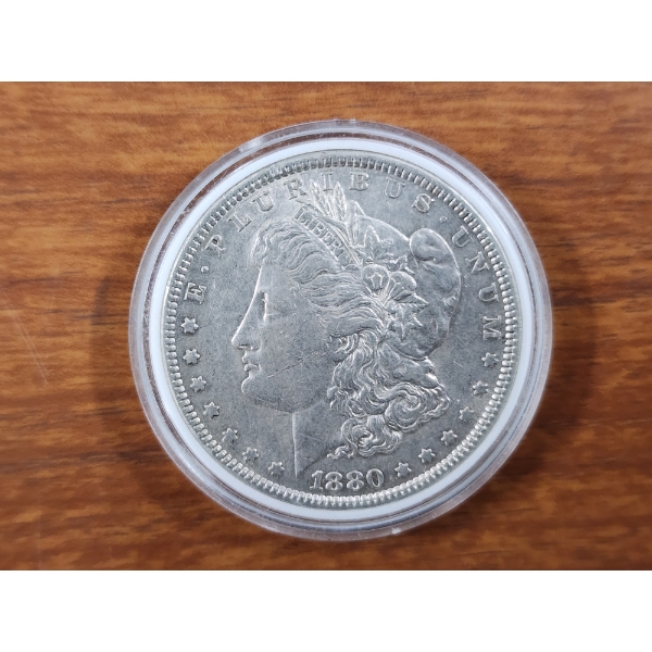 Very Nice 1880 Morgan Silver Dollar in Protective Case ~ Philadelphia Mint!