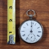 Image 6 : Antique Late 1800's Sterling  Silver Railroad Pocket Watch ~ Total Weight 105 Grams