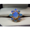 Image 2 : Gorgeous 14K Gold Flower Iridescent Opal Ring - Size 8 - Total Weight: 4.2g