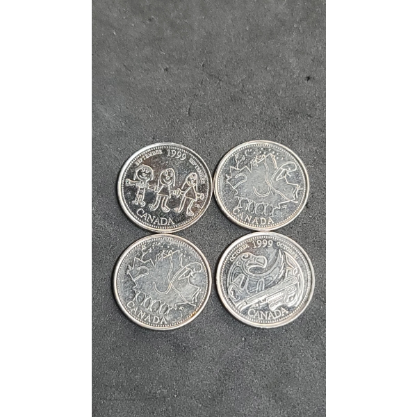 (4) Canadian Queen Elizabeth ll 25 Cent Coins