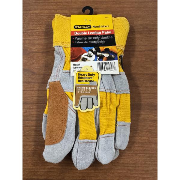 Brand New Stanley Double Leather Palm Work Gloves - One Size Fits All