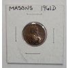 Image 1 : United States 1961-D Lincoln Cent With Masonic Freemason Square And Compasses Counterstamp
