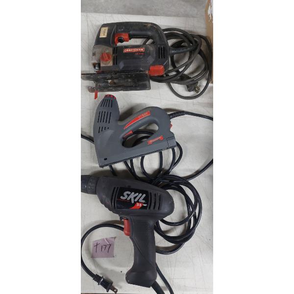 3 Pcs - All Tested & Working - Electric Drill, Jig Saw, Staple Gun