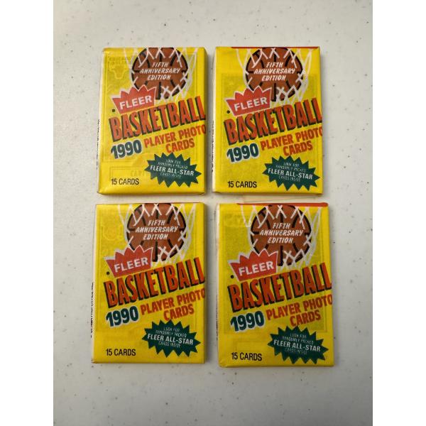 4 - Unopened 1990 Fleer NBA Basketball Wax Packs - Mint Condition