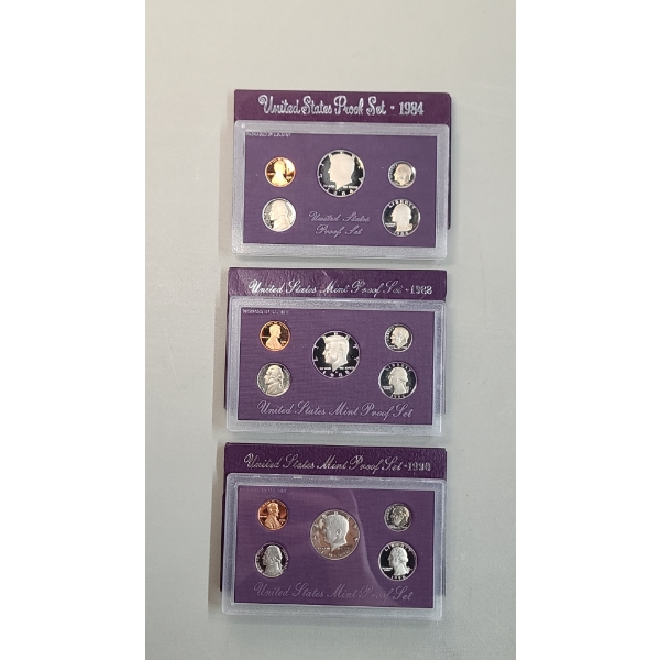 United States Mint Proof/Mint Proof Coin Sets - 1984, 1988, 1990