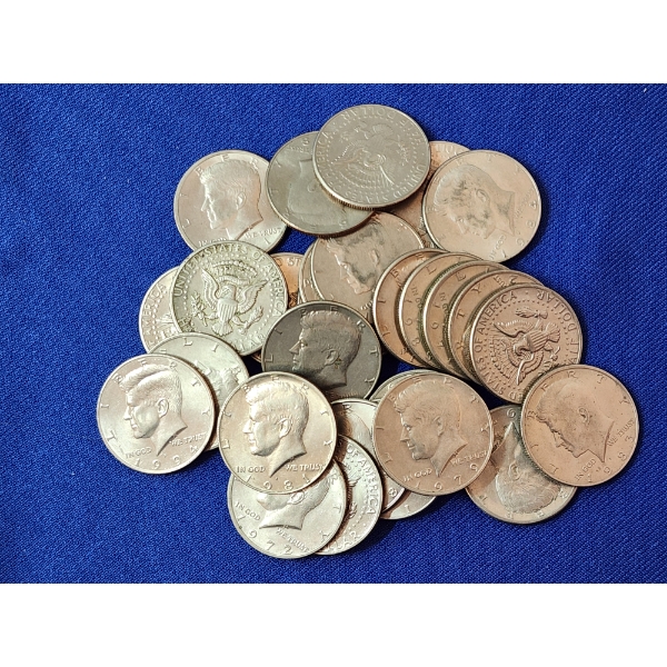 x28 Assorted Year Kennedy Half Dollars 1971-1994 FV: $14.00