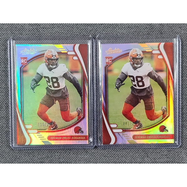 Two 2021 Panini Jeremiah Owusu-Koramoah No.160 NUMBERED Trading Cards - (081/250 & 116/250)