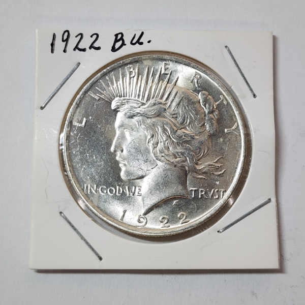 1922 Silver Peace Dollar - "BU" - 90% Silver U.S. Coin