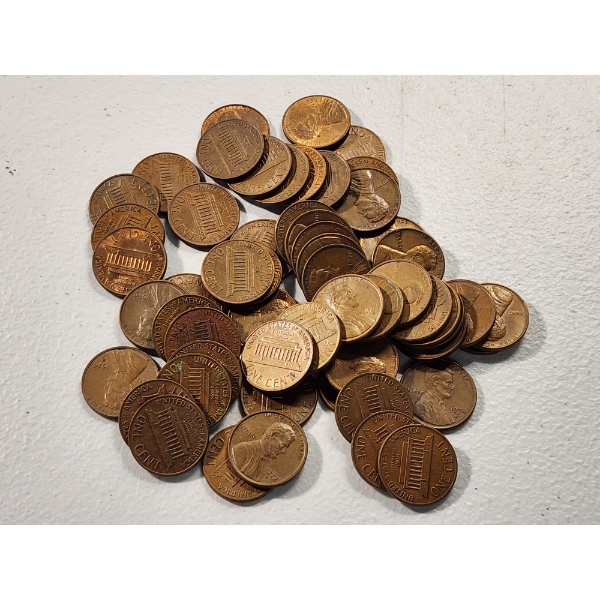 $0.50 Face Value of Unsearched Assorted Years United States Lincoln Memorial Cents
