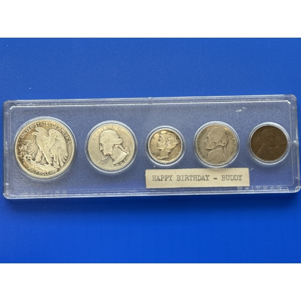 Assorted 90 Percent Silver United States Coin Set In protective Holder - Mint Condition 