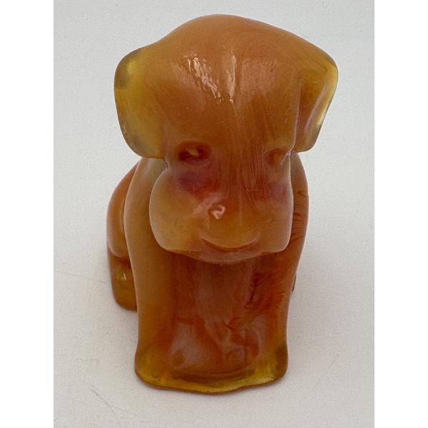 Adorable Degenhart Vintage Glass Dog Figurine -Tangerine