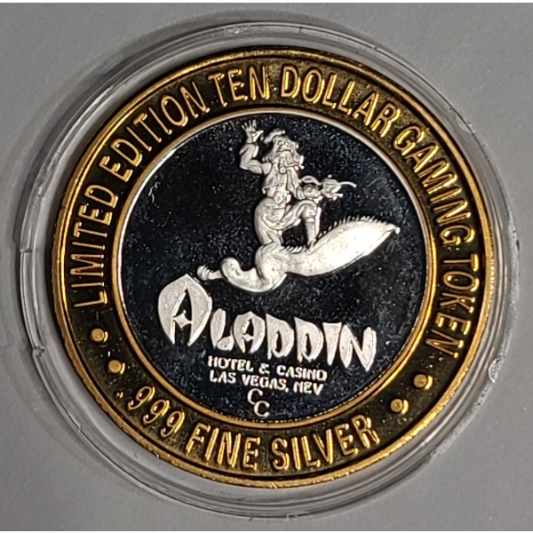 Aladdin Hotel/Casino Las Vegas, Nevada Limited Edition $10 Gaming Token With .999 Fine Silver Center