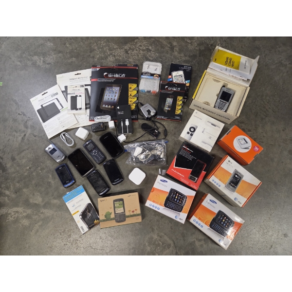 Older Cellular Phones, Chargers, & Screen Protectors