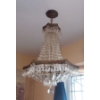 Image 1 : Vintage Glass Crystal Chandelier As Shown - Electric & Fully Functional In Gem Condition