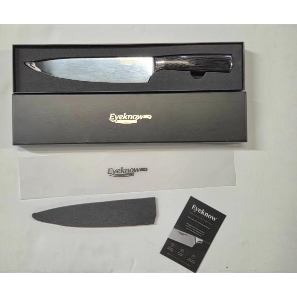 Eye Know 8'' Chef Knife High Carbon Stainless Steel Blade & Pakkawood Gorgeous Handle! New In Box