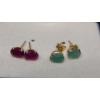 Image 3 : 14K Gold Emerald Earrings & 14K Gold Ruby Stud Earrings - Total Weight: 1.1g