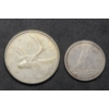Image 1 : 1961 Canadian 80% Silver Quarter & 1957 Canadian 80% Silver Dime 