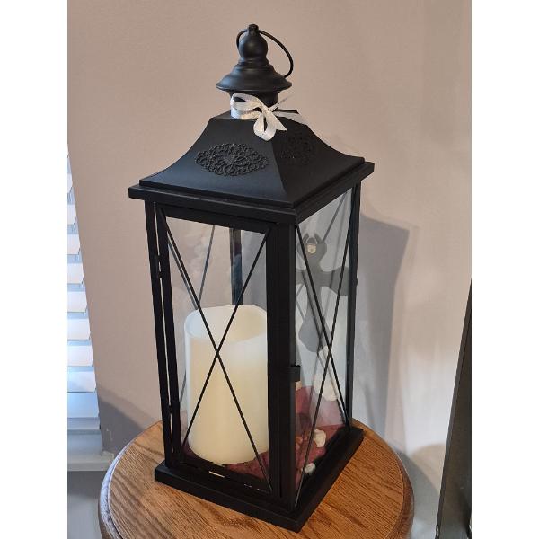 PICKUP IN NORTHFIELD - Large Metal Lantern with Electric Candle As Shown  20" Tall - See Pics 