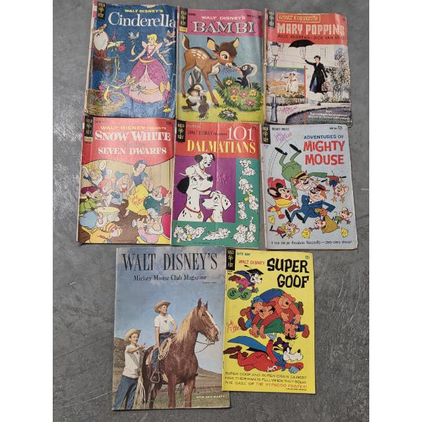 Eight Vintage Walt Disney Gold Key Mini Mags Including Bambi & Mary Poppins