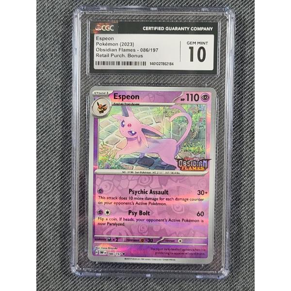 CGC Espeon Pokémon 2023 Obsidian Flames #86/197 Retail Purchase Bonus Gem Mint 10 Card 