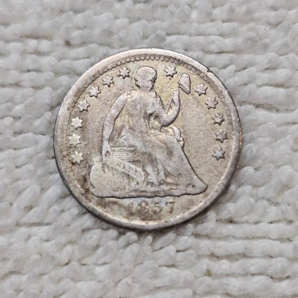1857 90% Silver Seated Liberty Half-Dime FV: $.05