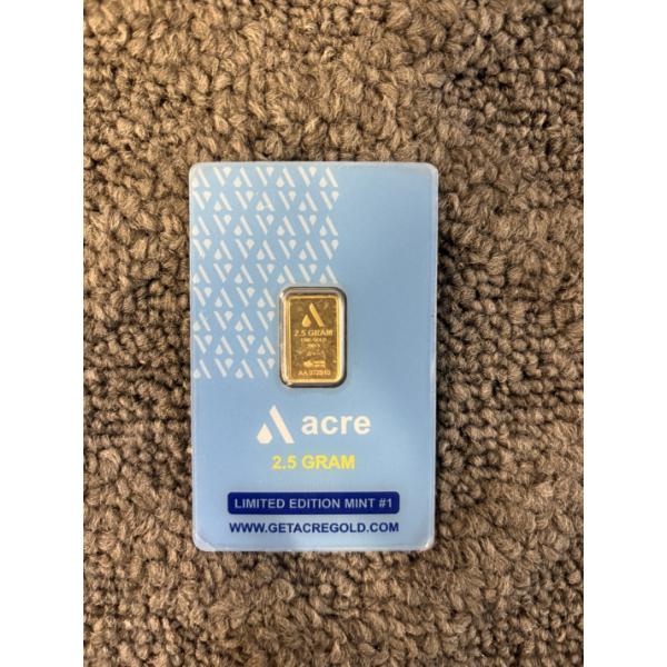 Acre Limited Edition Mint 2.5g .9999 Fine Gold Bar In Certification Card