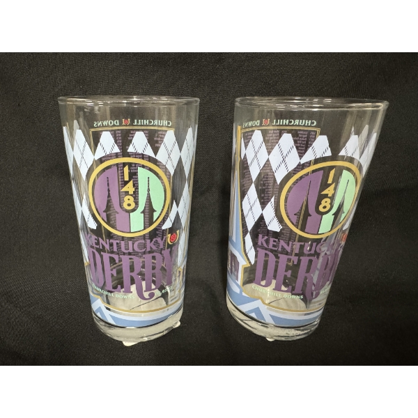 2 - 148th Kentucky Derby Churchill Downs Souvenir Glasses - Mint Condition - From 2022