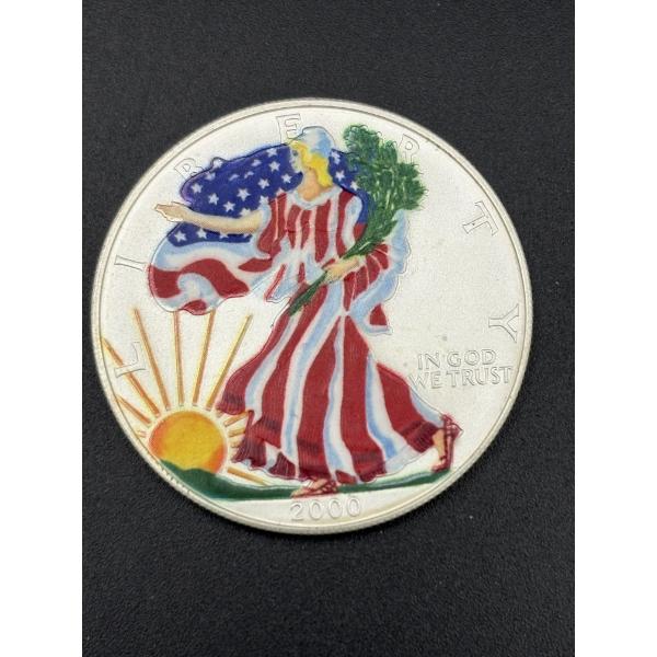 U.S. Colorized Silver Eagle 2000 - .999 Fine Silver -FV $1.00 - Enscapulated